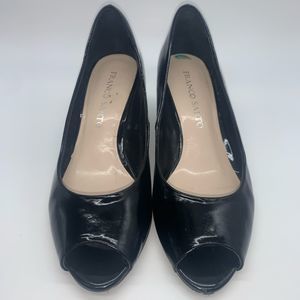 Franco Sarto Black peep toe wedge heel size 8
